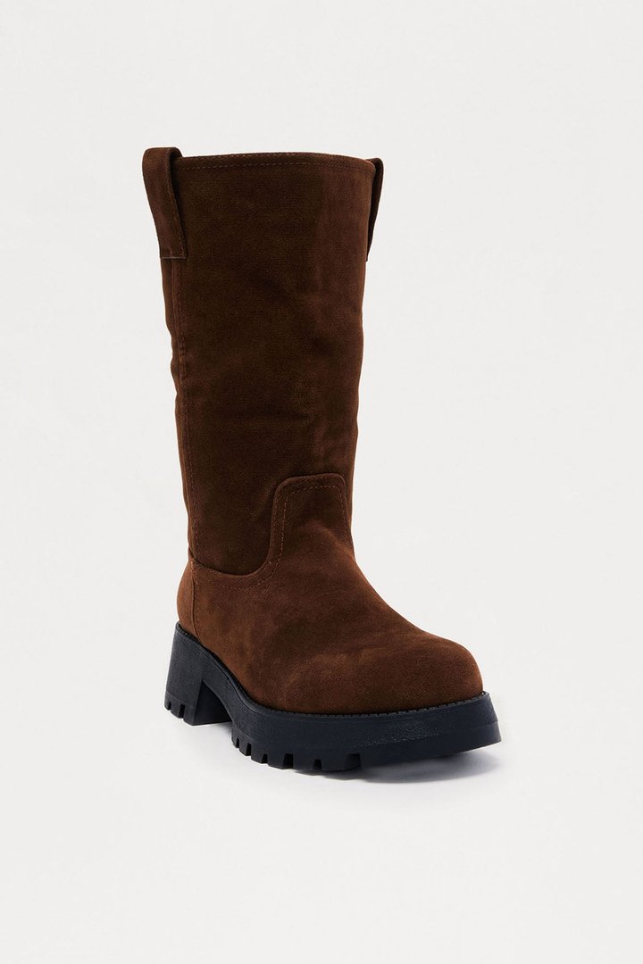 Monterey Faux Suede Boots - Chocolate