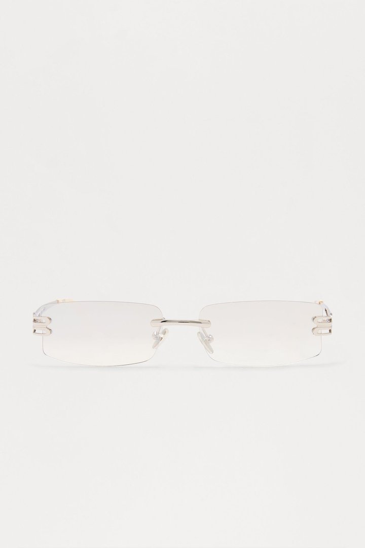 Sleek Frameless Metal Sunglasses - White