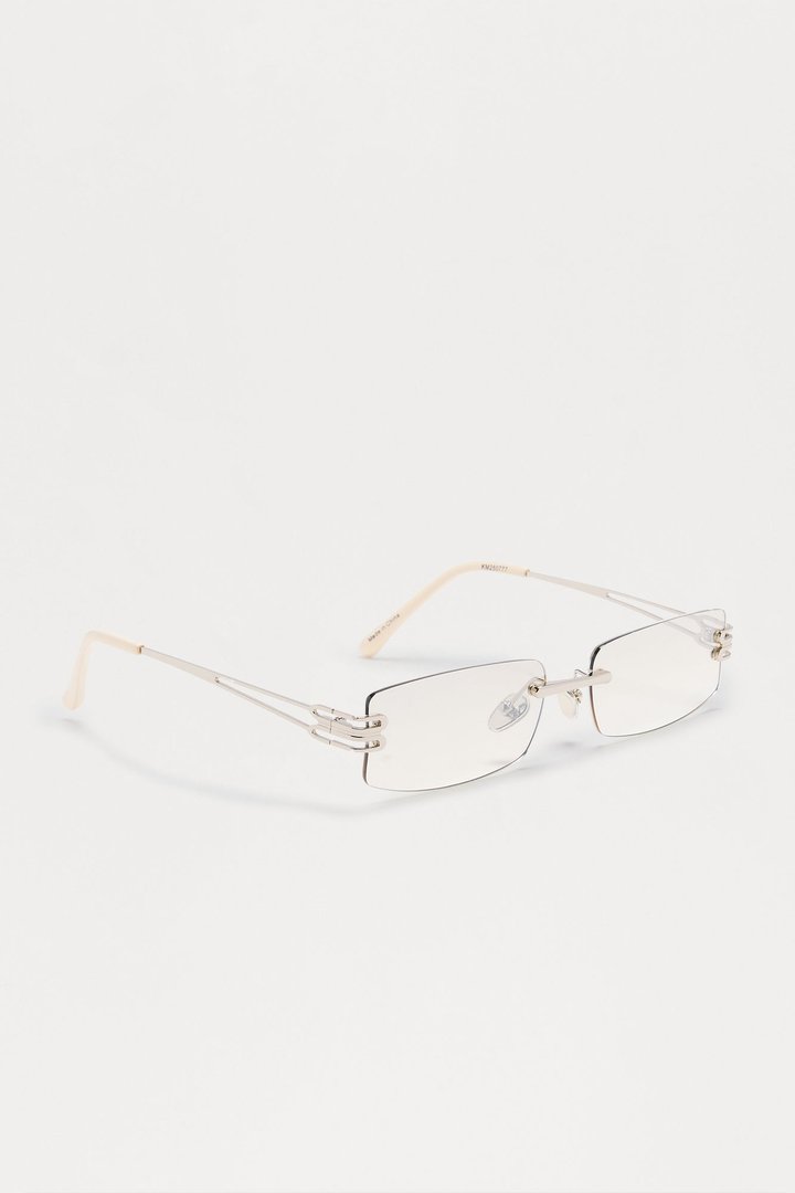 Sleek Frameless Metal Sunglasses - White