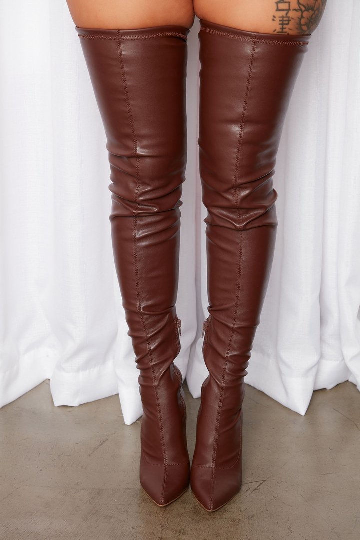 Milano Over The Knee Boots - Chocolate