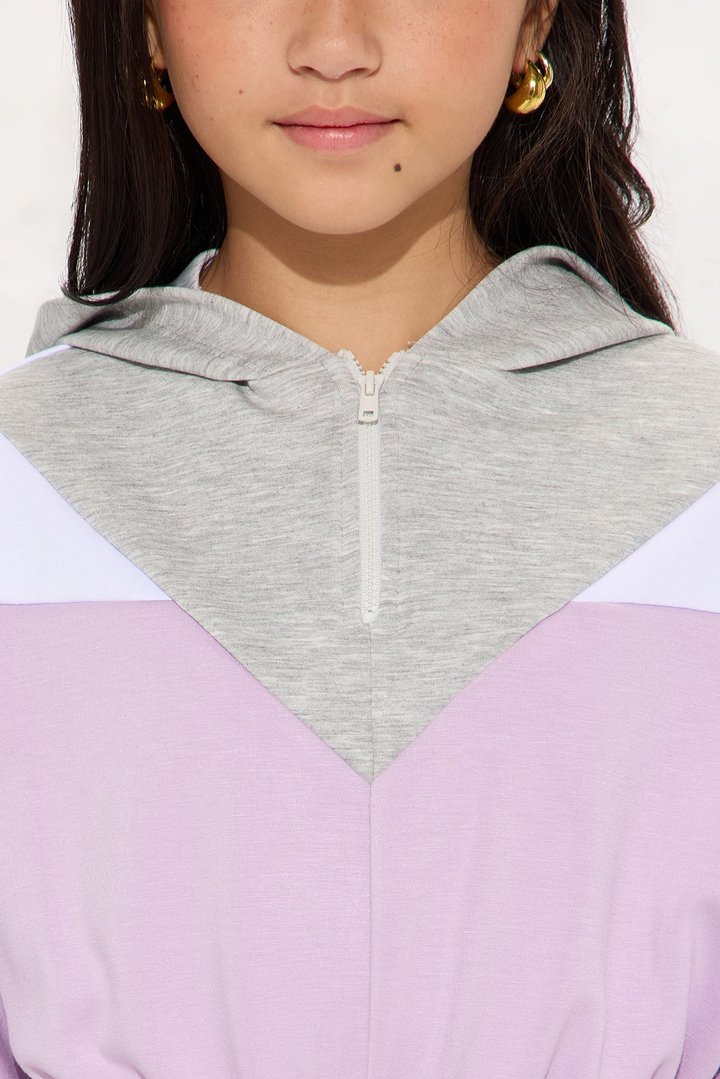 Mini Endless Joy Quarter Zip Pant Set - Lavender