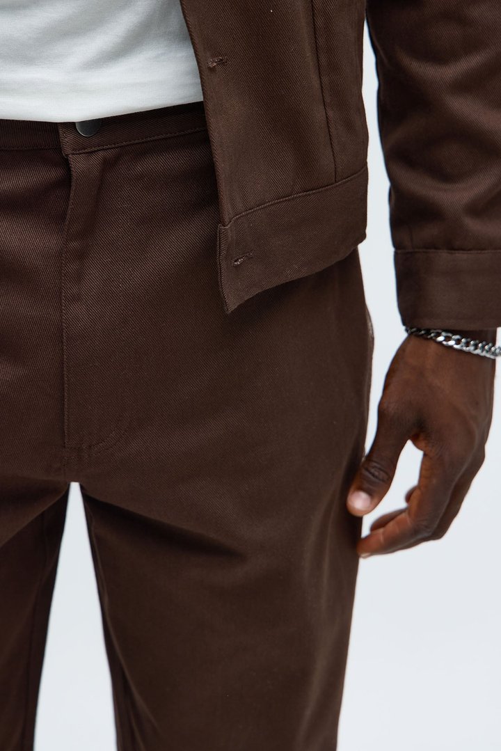 Stacked Slim Flare On A Loop Embroidered Stitch Pant - Brown