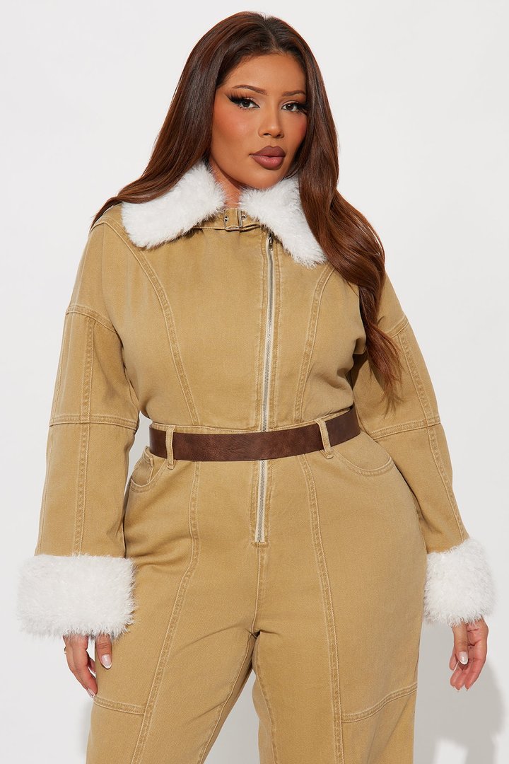 Just How I Like It Denim Jumpsuit - Khaki