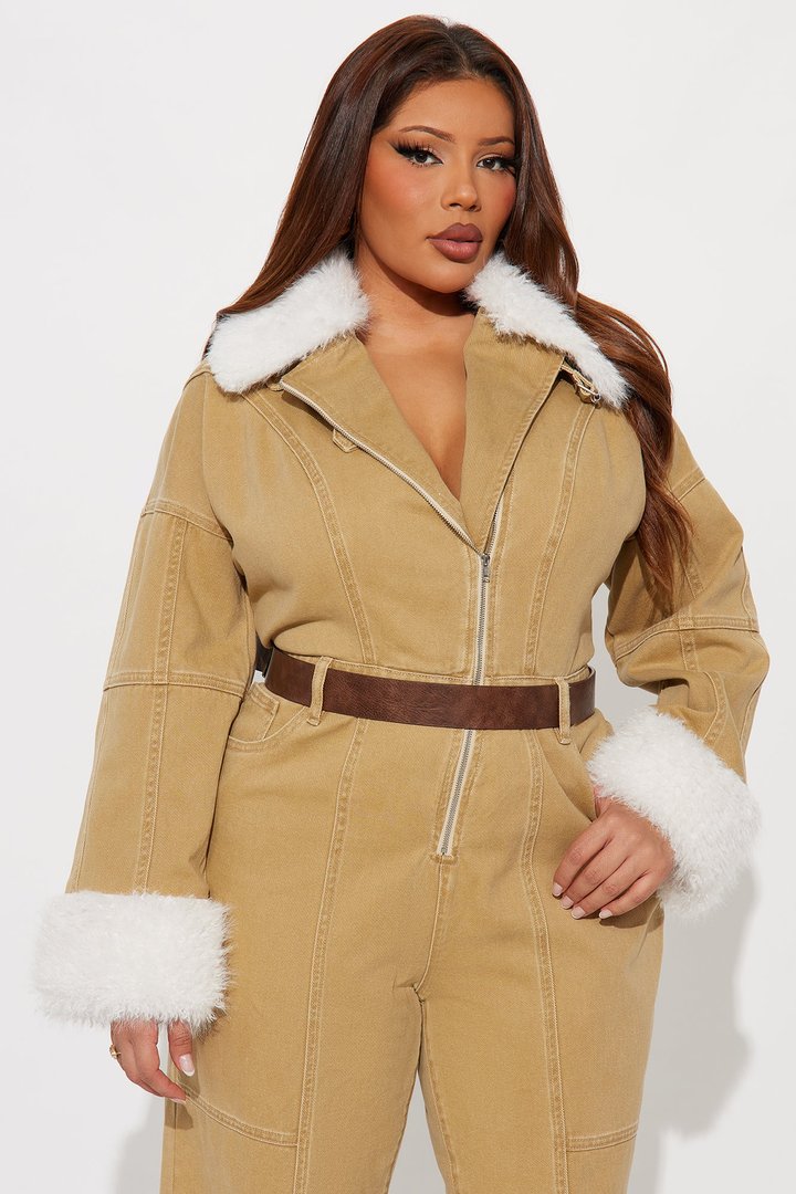 Just How I Like It Denim Jumpsuit - Khaki