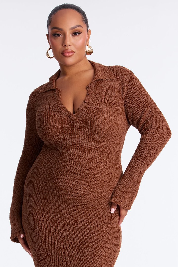 Angelic Sweater Maxi Dress - Brown