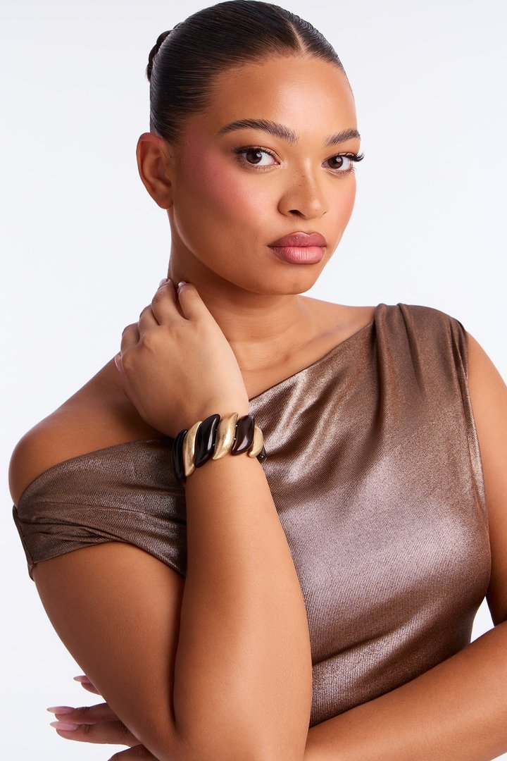 Going With The Flow Stretch Bracelet - Brown/combo