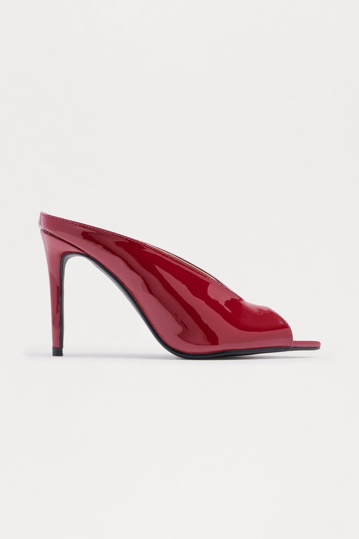 Kingsley Faux Patent Stiletto Heels - Burgundy