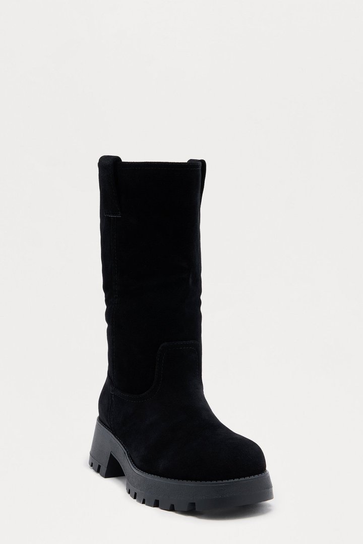 Monterey Faux Suede Boots - Black
