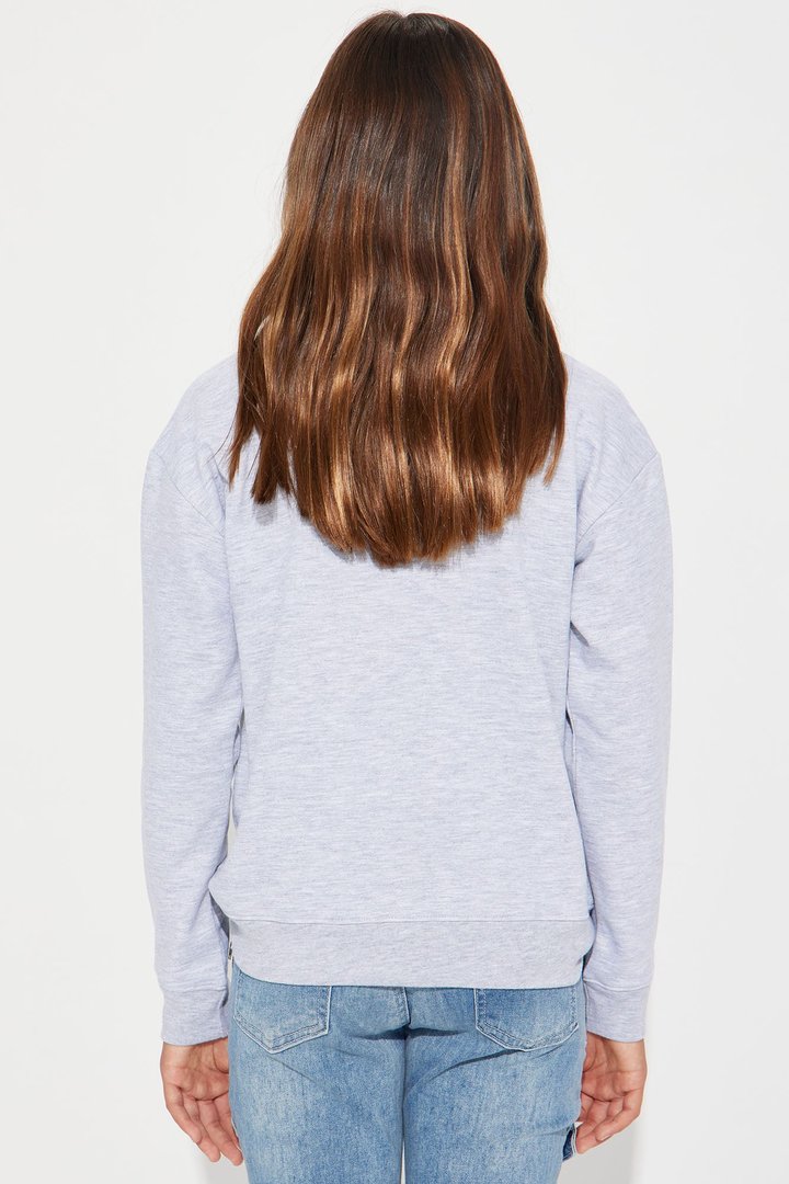Mini Stitch Rhinestone Crew Neck Sweatshirt - Heather Grey