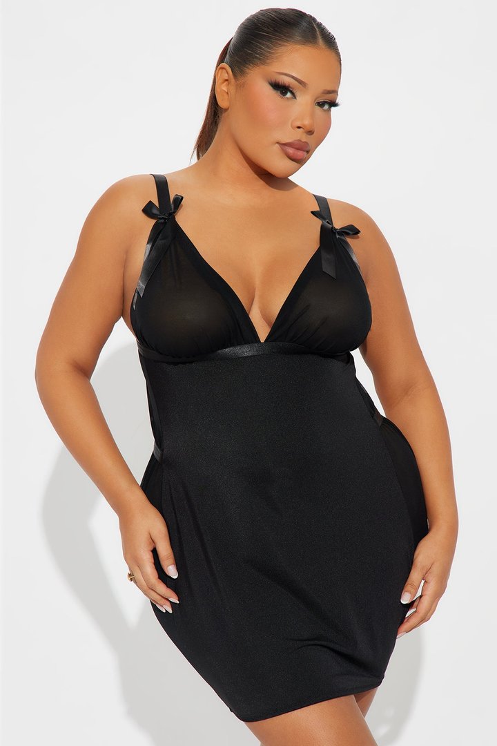 Party All Night Bows Mini Babydoll - Black