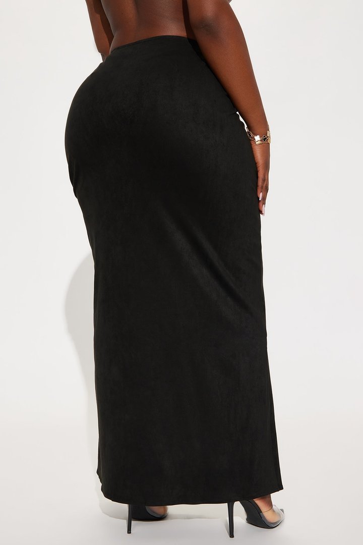 Harlowe Suede Maxi Skirt - Black