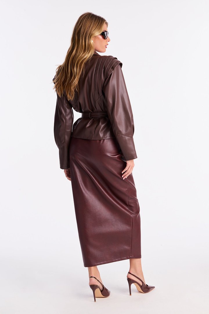 No Hard Feelings Faux Leather Jacket - Brown