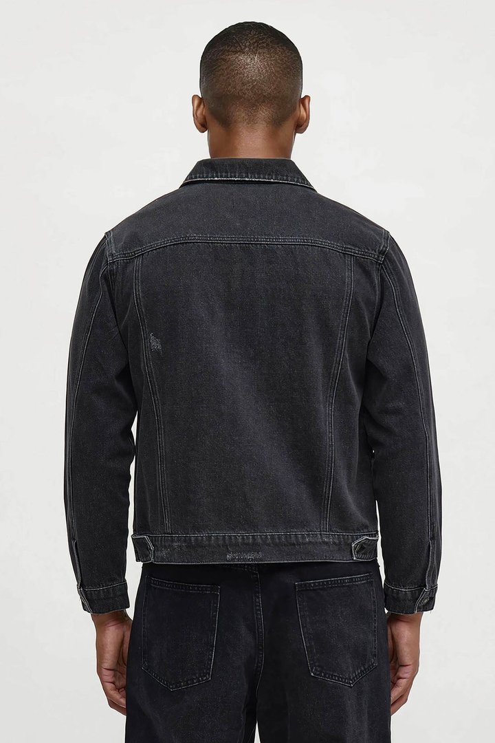 Paik Rhinestone Denim Jacket - Black Wash