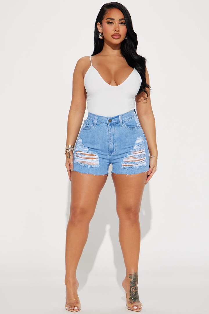 Sorry Mom Shorts - Light Wash