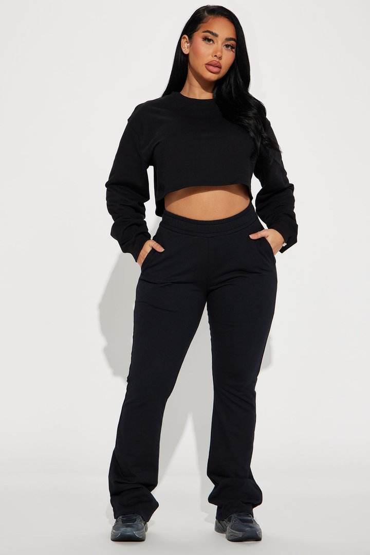 Flight Time Lounge Flare Pants - Black