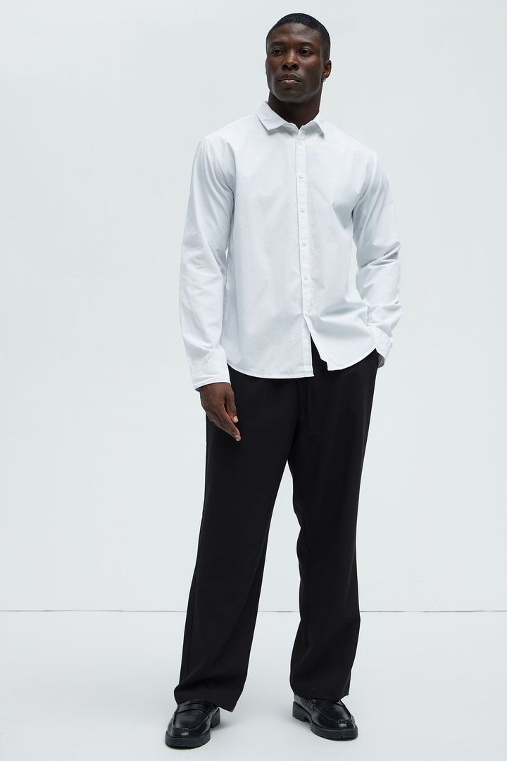 Ryland Cotton Long Sleeve Button Up Shirt - White