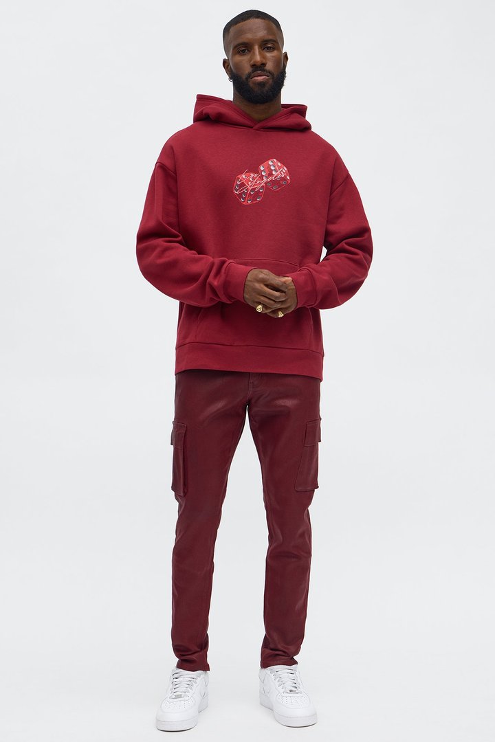 Skinny Down The Streets Waxed Cargo Jean - Burgundy