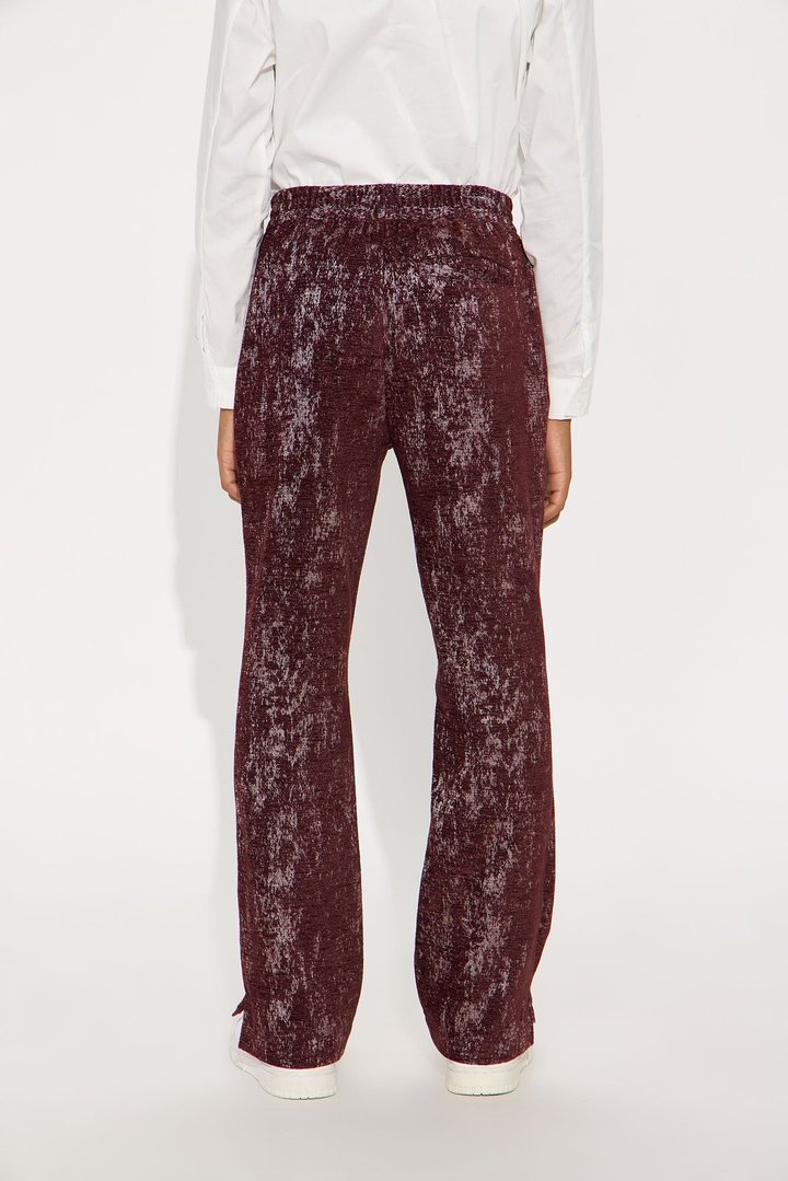 Mini Slim Slit Velvet Heathered Pant - Burgundy