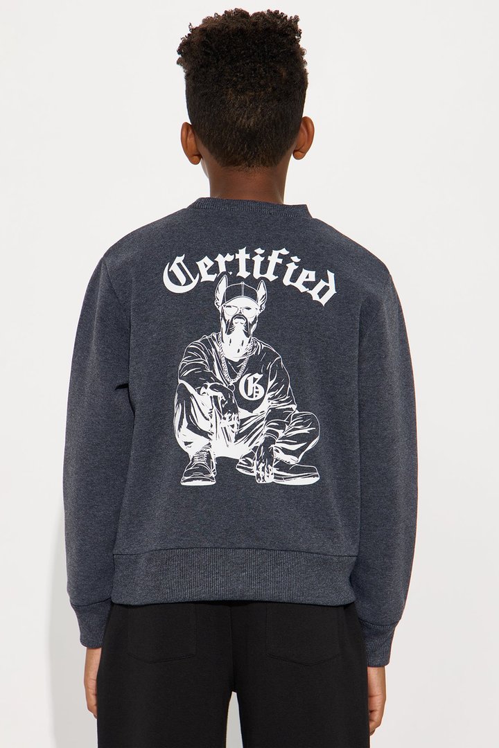 Mini Certified Front/Back Crew Neck Sweatshirt - Grey