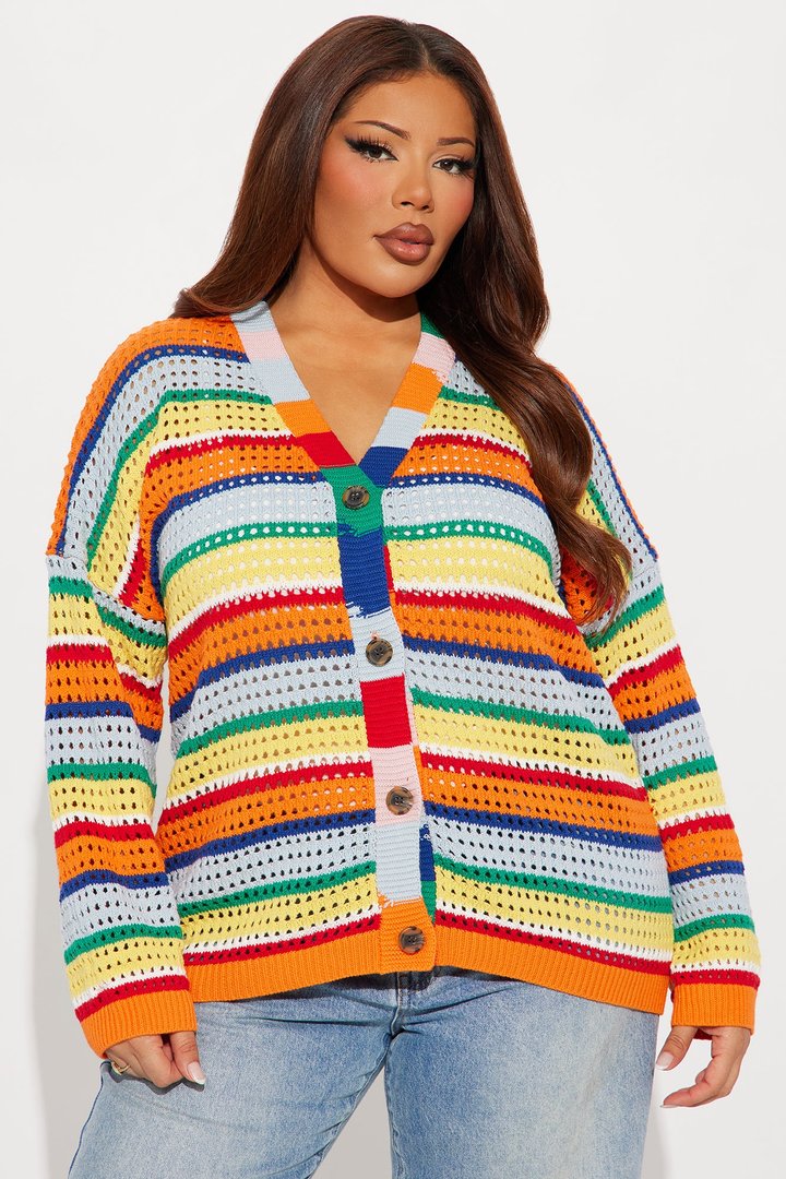 Standing Out Crochet Cardigan - Multi Color