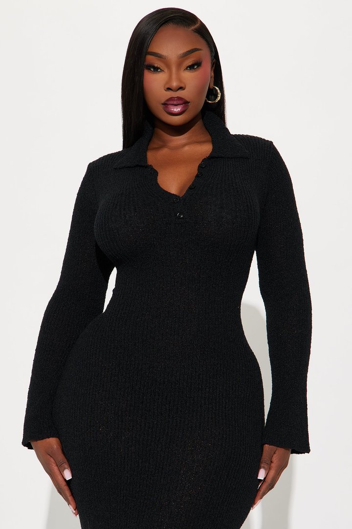 Angelic Sweater Maxi Dress - Black