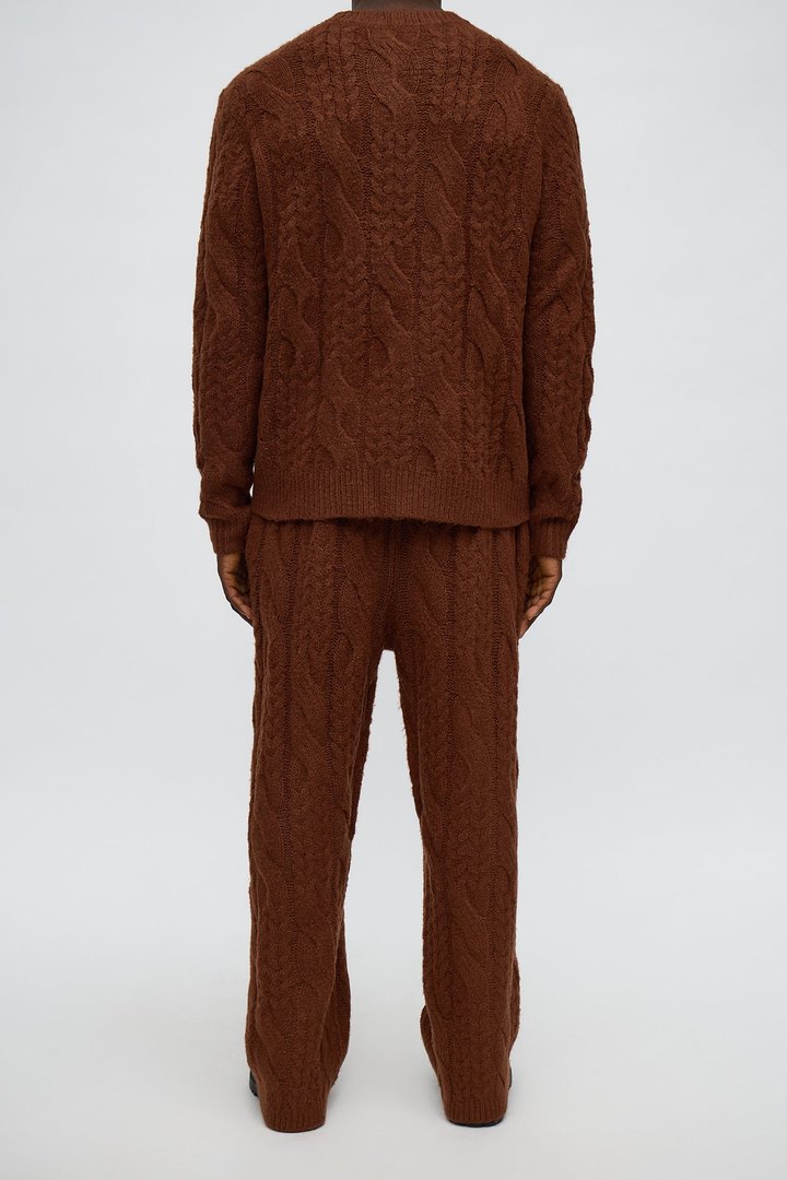 Day To Day Cable Knit Sweatpants - Brown