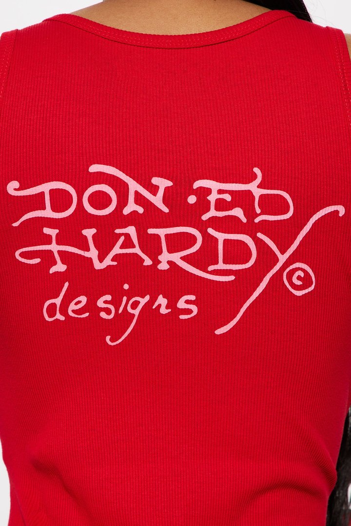 Ed Hardy Cobra Tank Dress - Red