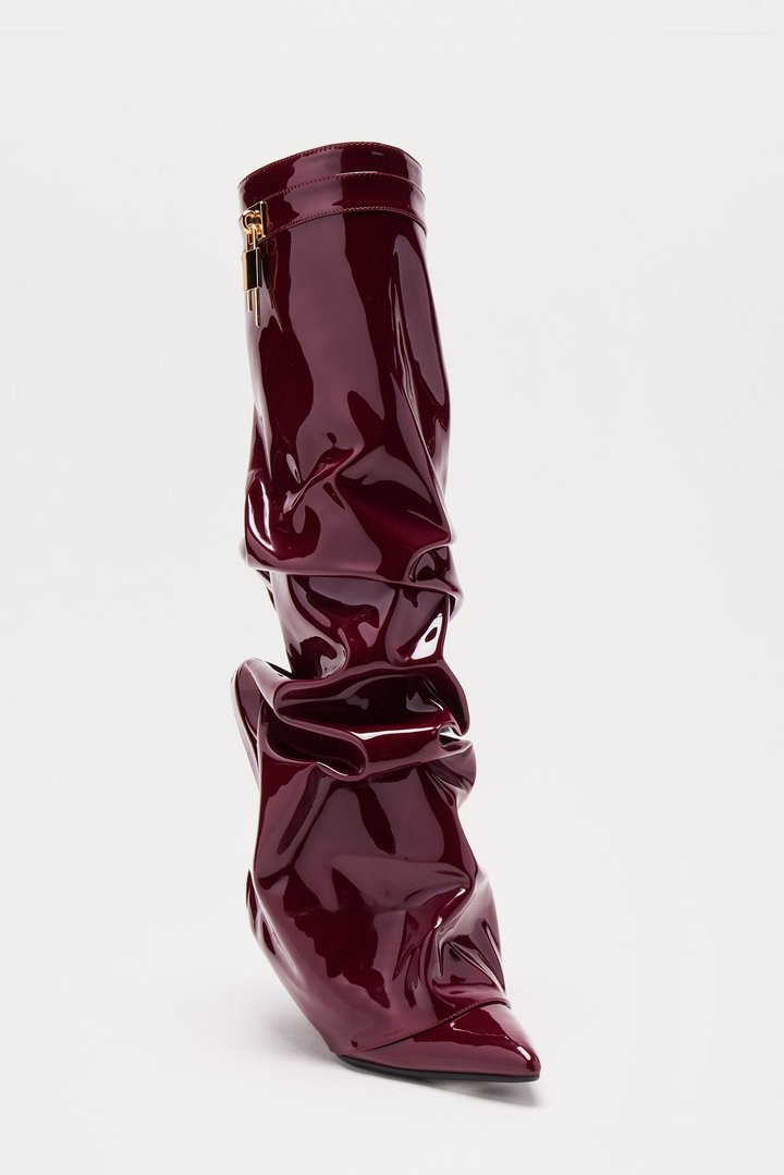 Atlas Patent Overlay Boots - Burgundy