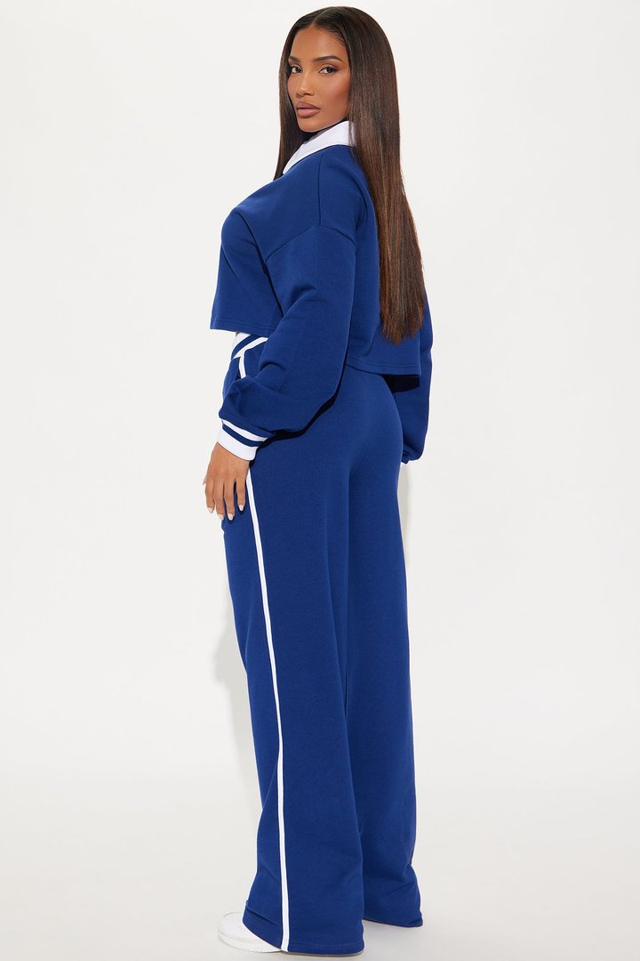 Country Club Polo Fleece Pant Set - Navy