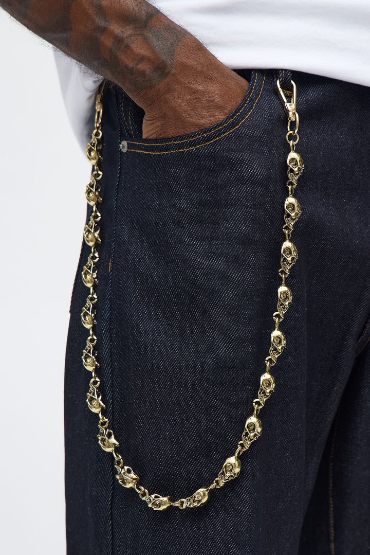 12 MM Skull Pant Chain - Gold