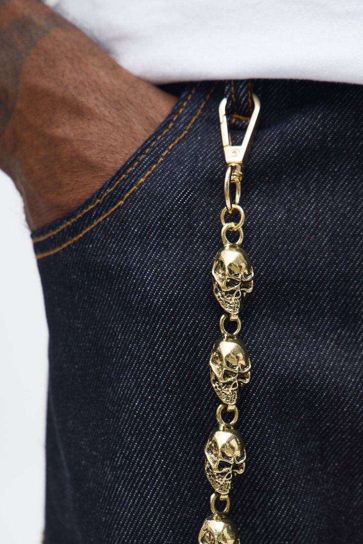 12 MM Skull Pant Chain - Gold