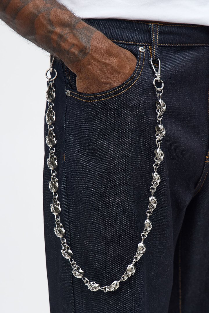 12 MM Skull Pant Chain - Silver