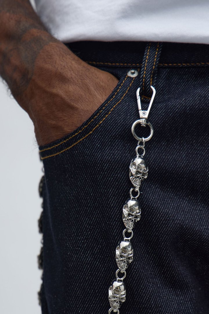 12 MM Skull Pant Chain - Silver