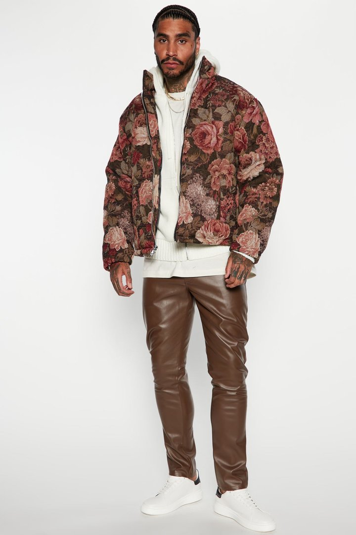 All Around Tapestry Puffer Jacket - Black/combo
