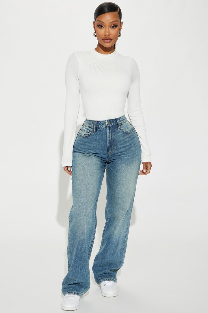 Gina Ribbed Long Sleeve Bodysuit - Off White