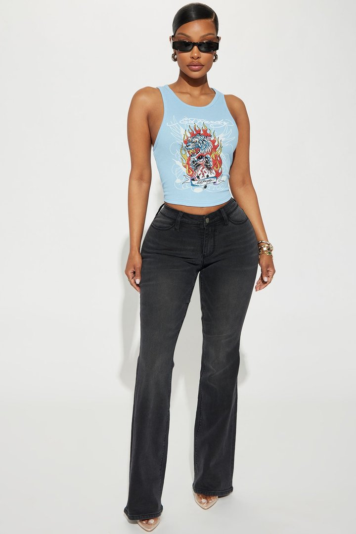 Lost Without You Soft Stretch Bootcut Jeans - Black Wash