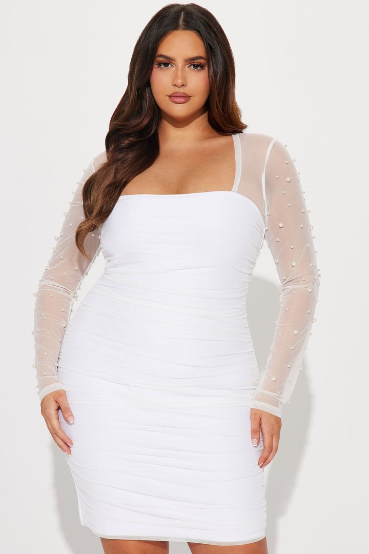 Maia Mesh Mini Dress - White