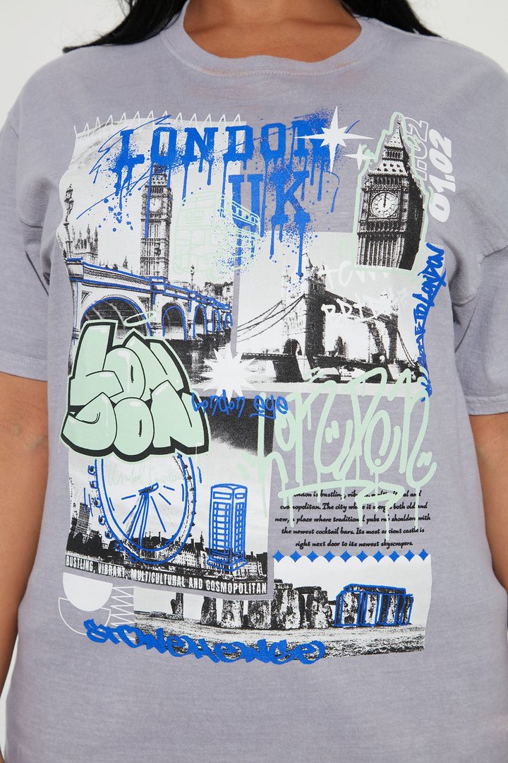 Life In London Graphic Tee - Grey