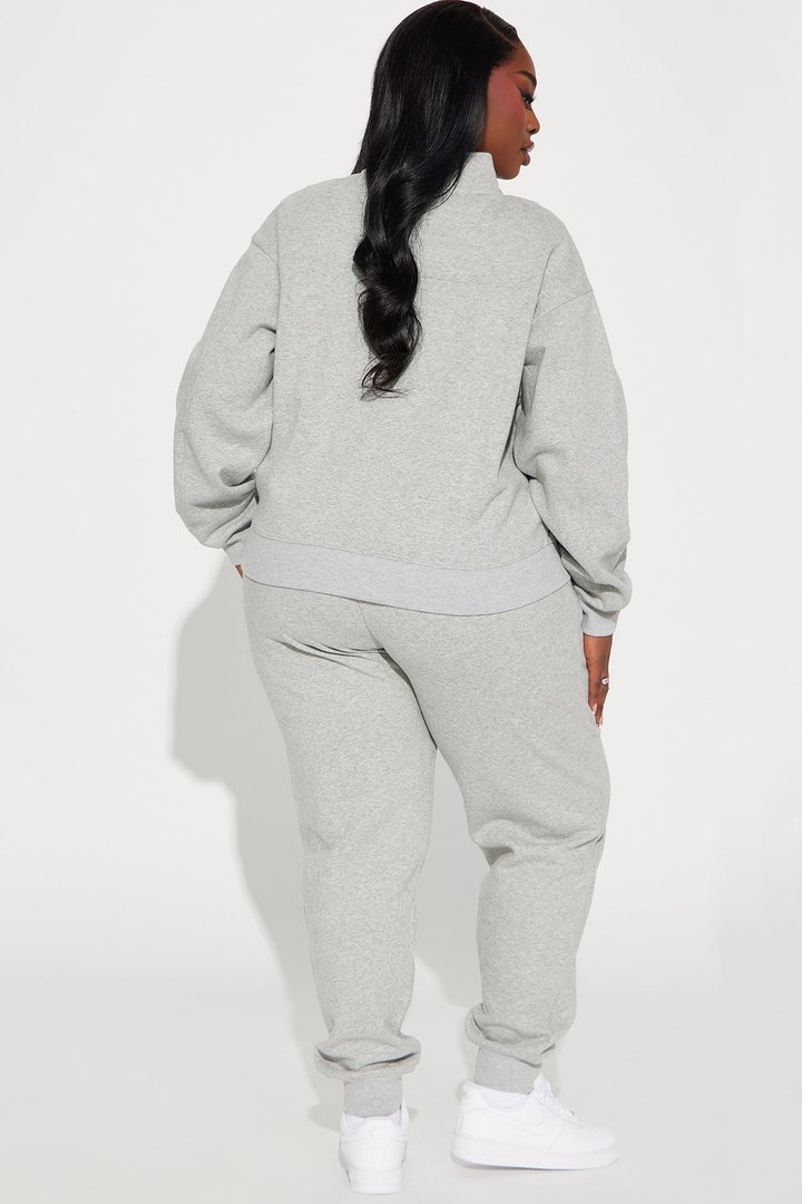 On My Own Half Zip Sweatsuit - Heather Grey