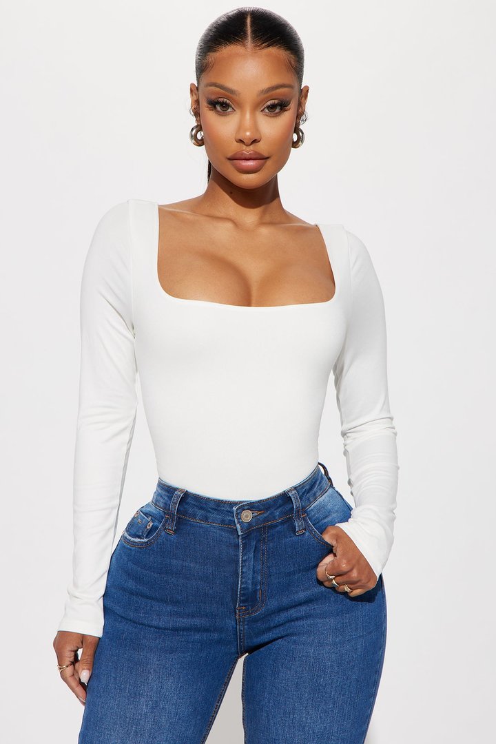 Raissa Long Sleeve Bodysuit - White