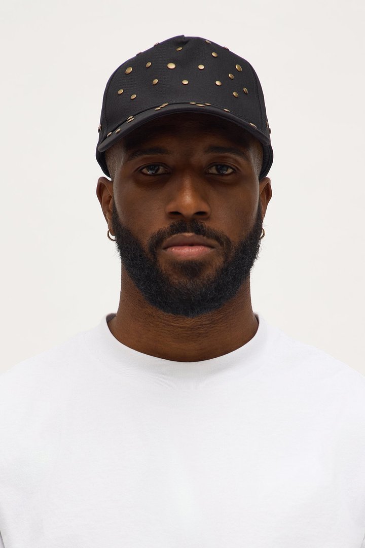 Studded Strapback Hat - Black