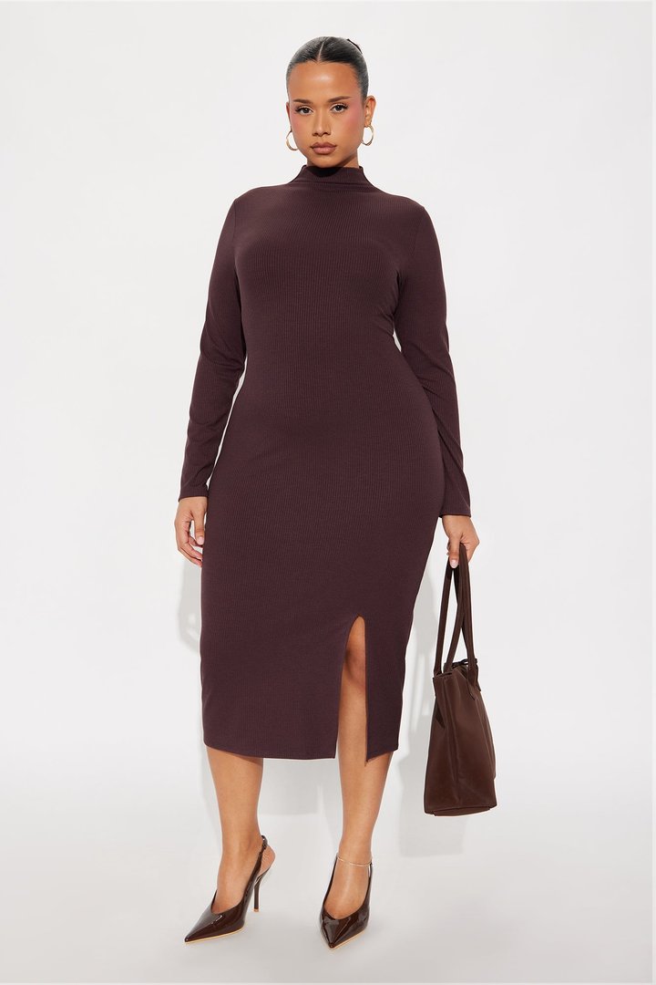 Happy Hour Feels Midi Dress - Chocolate