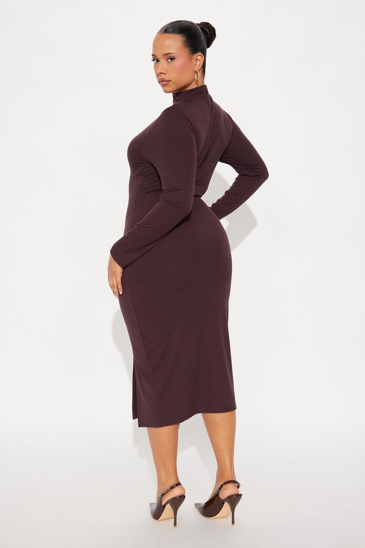 Happy Hour Feels Midi Dress - Chocolate
