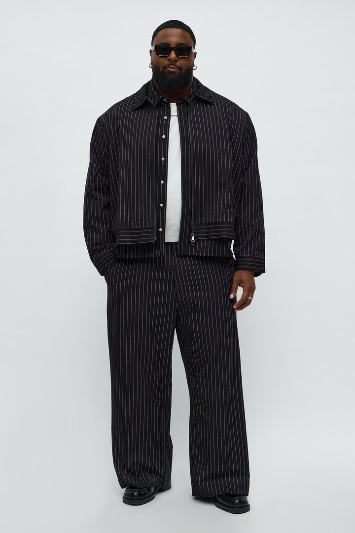 Straight Striped Jacket - Black