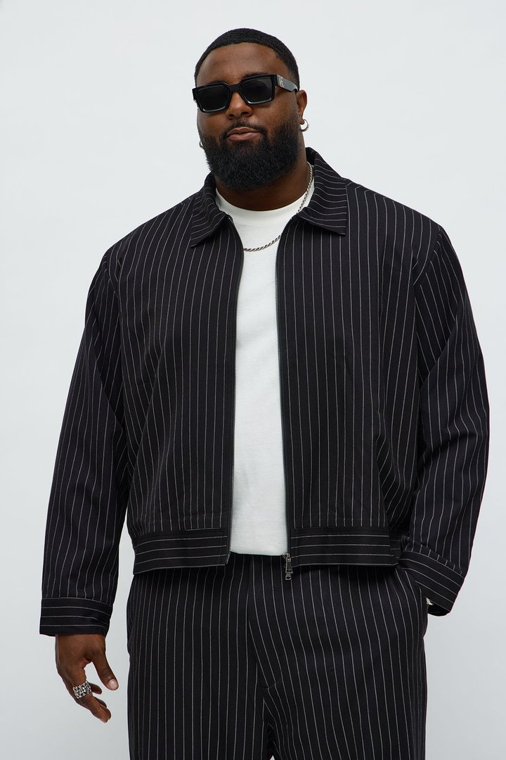Straight Striped Jacket - Black