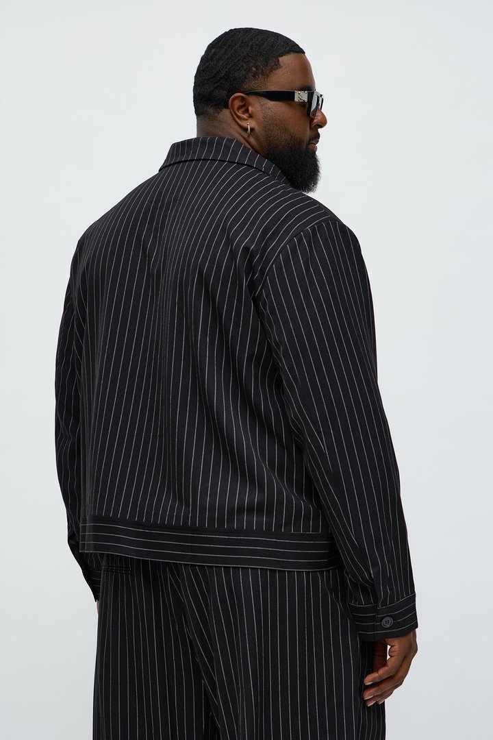 Straight Striped Jacket - Black