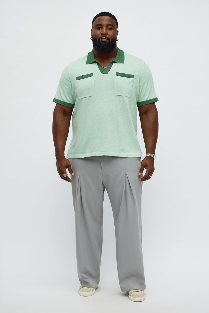Oversized Exaggerated Pockets Lounge Polo - Green/combo