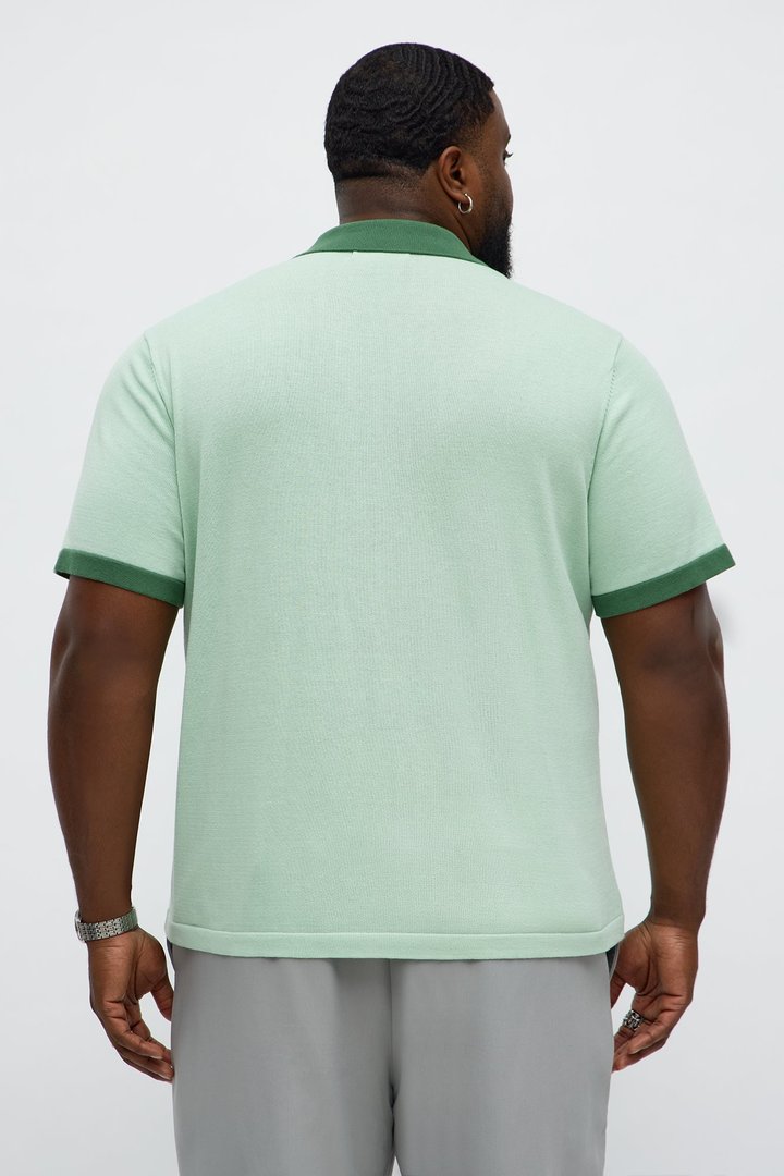 Oversized Exaggerated Pockets Lounge Polo - Green/combo