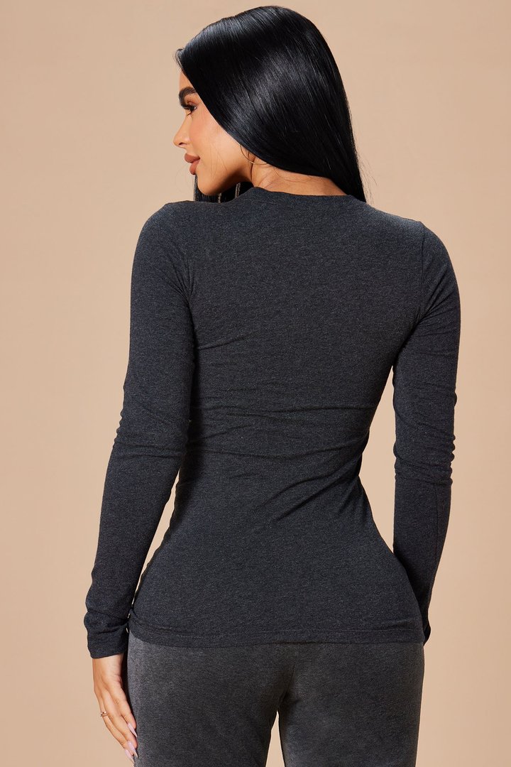 Sabrina Long Sleeve Tee - Charcoal