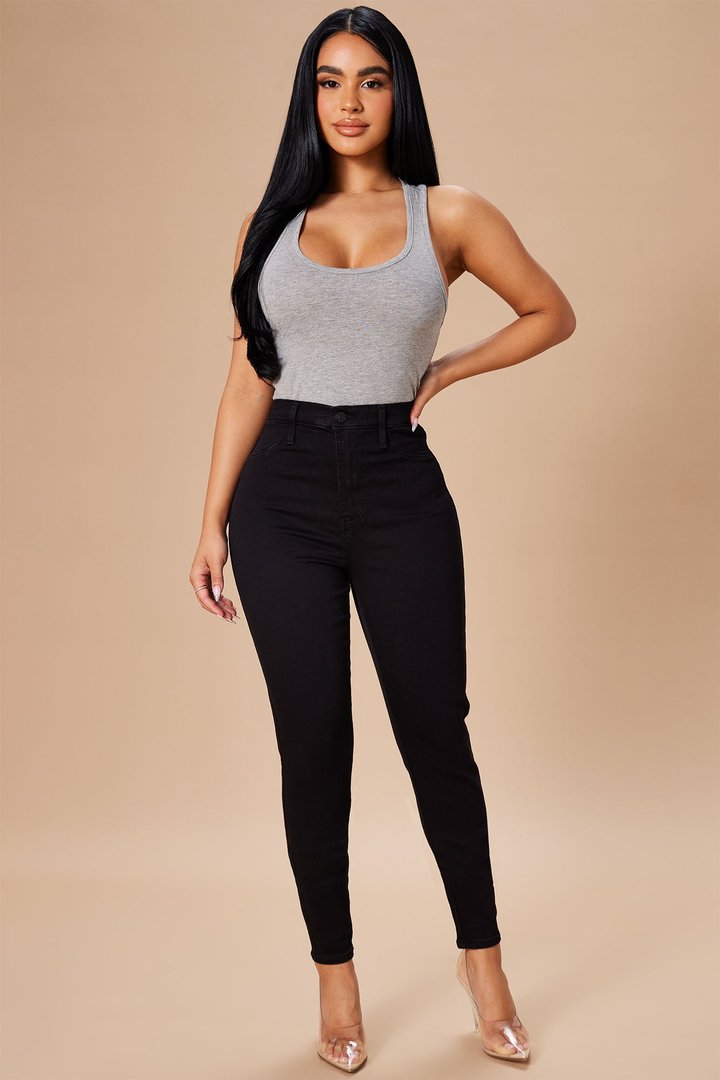 Divine Basic Tank Bodysuit - Heather Grey